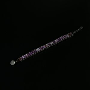 Ametist & Hematit Taşı Silindir Bileklik, Unisex / Kadın / Erkek