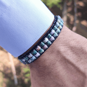 Hint Akiği & Hematit Taşı Silindir Bileklik, Unisex / Kadın / Erkek Hint Akiği & Hematit Taşı Silindir Bileklik, Unisex / Kadın / Erkek