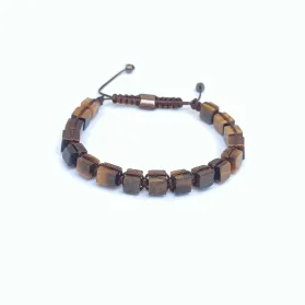 Kaplan Gözü Taşı Küp Kesim Makrome Bileklik