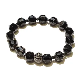 Zirkon Taşlı Akik Küre Hegzagonal Kesim Bileklik