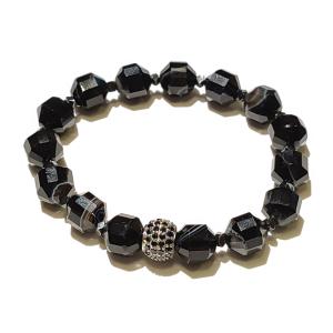 Zirkon Taşlı Akik Küre Hegzagonal Kesim Bileklik